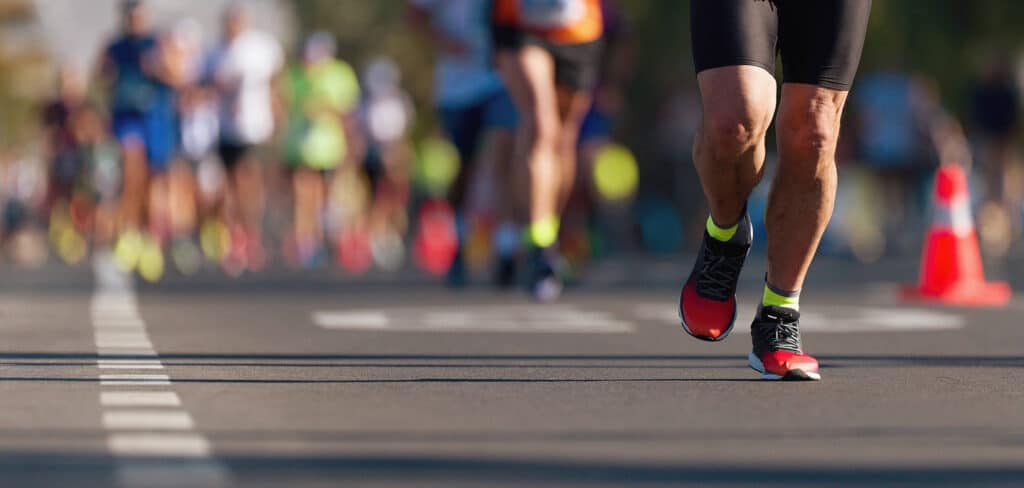 People on a run on the street