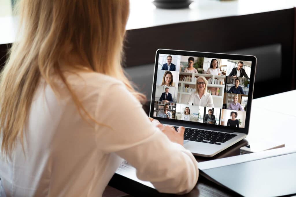 Woman at online conference